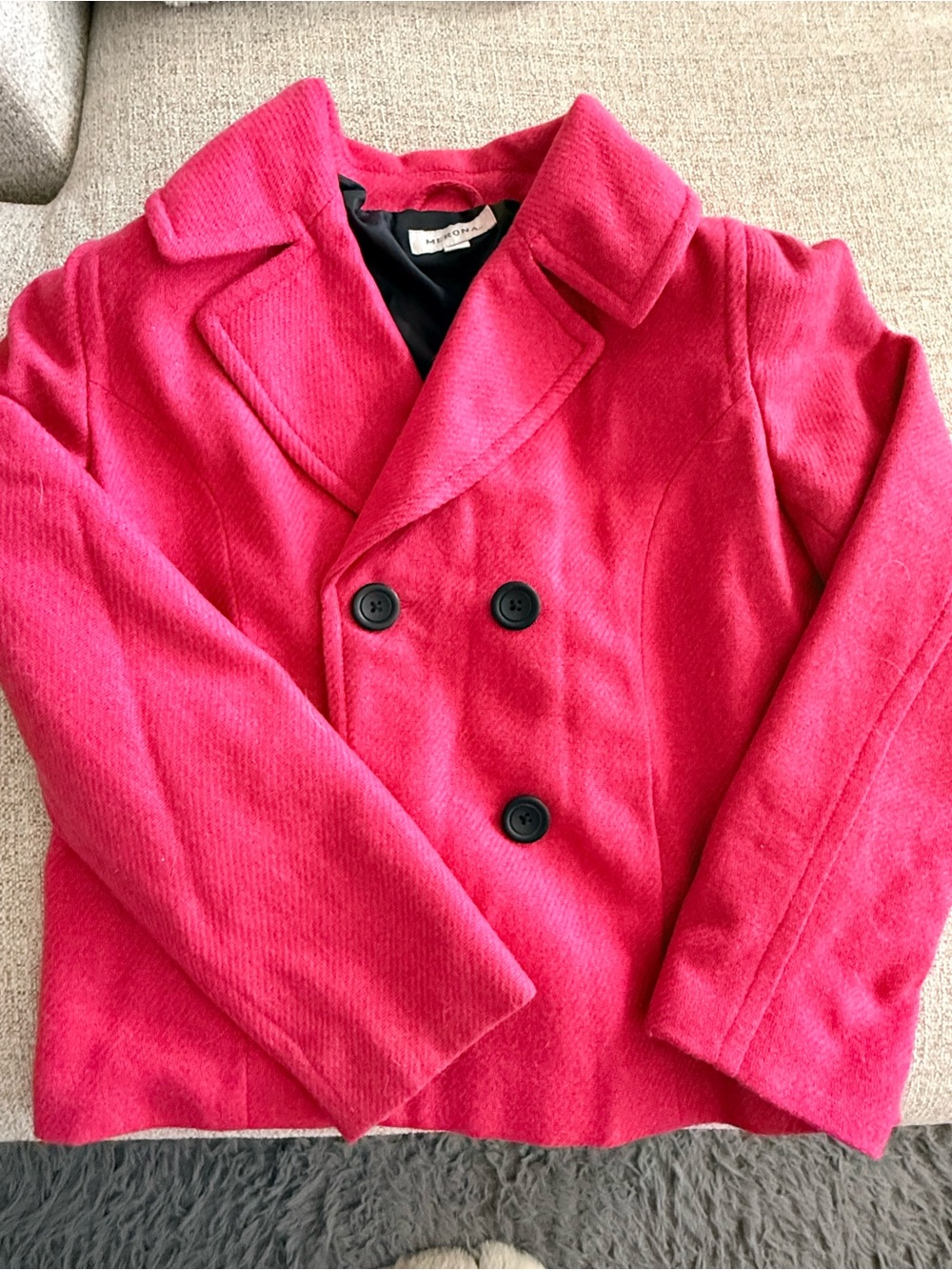 Merona Girls' Hot Pink Double-Breasted Pea Coat